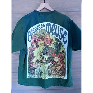 Rebel Vengeance Bieres de la Meuse Art Nouveau Graphic‎ Tee Green Mens Medium